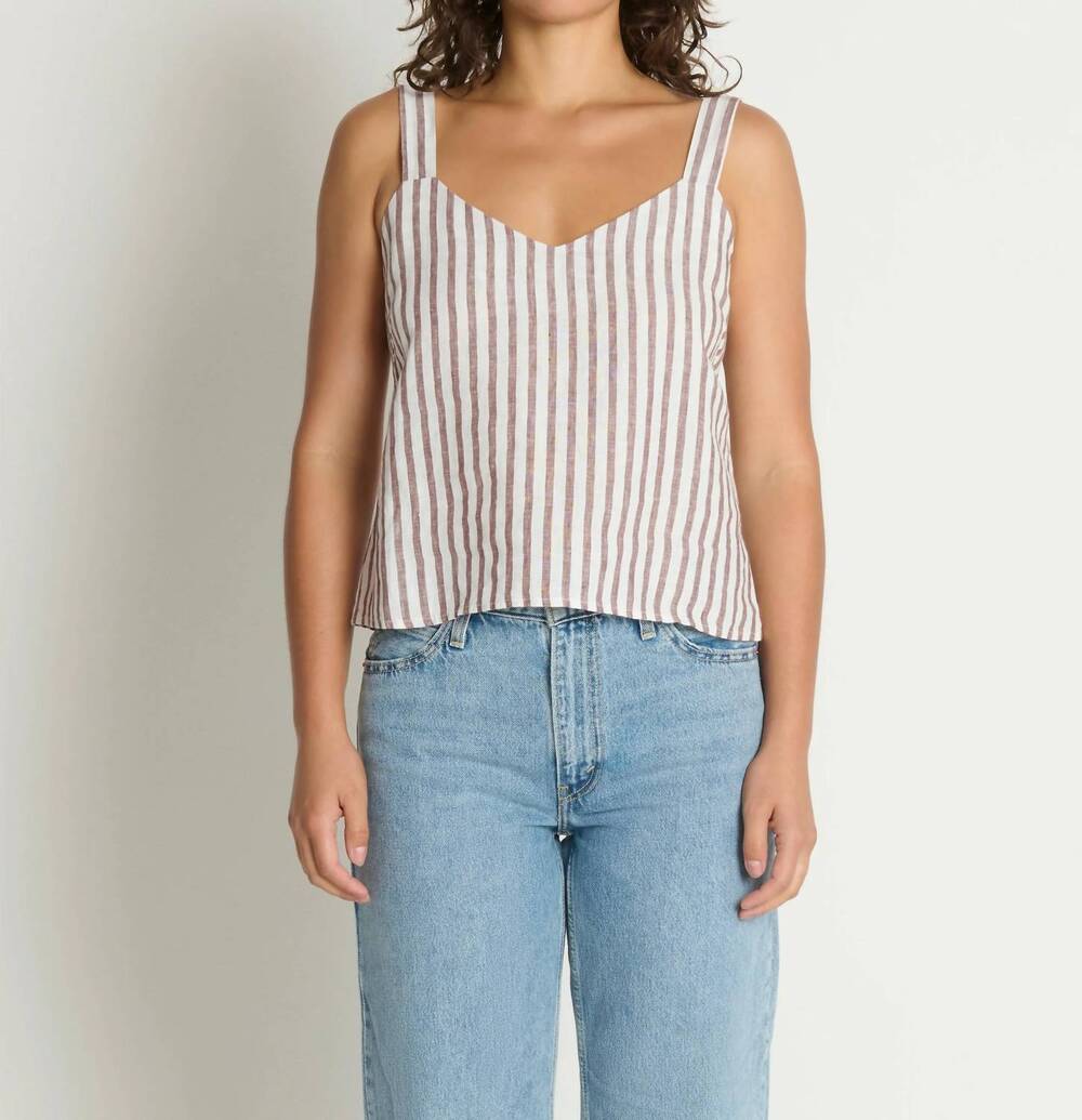 NEW NATION LTD annie v-neck top in praline stripe